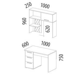 Стол с надстройкой (лев/прав) Аляска 60