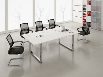 Стол системы БЭНЧ, переговорный, средний GLOSS LINE НСПС-П.928 Белый Премиум