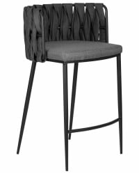 Стул полубарный DOBRIN AMELIA COUNTER (серая ткань (F-48), темно-серый винтажный PU (MF-12))