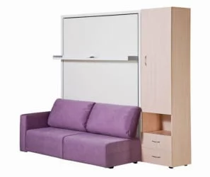 Шкаф-диван-кровать Смарт 1 3-в-1 правый 1600 Белая шагрень