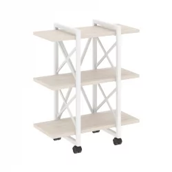 Стеллаж на колесных опорах - 3 полки LOFT  VR.L-MST.K-3.4V Металл белый Денвер светлый