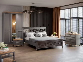 Кровать двуспальная 1600 Амели с тумбами Оникс серый