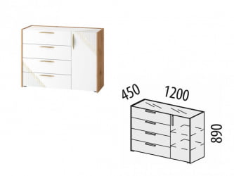 Тумба прикроватная Монако 903.23 Дуб Вотан / Белый шпон / Альпийский белый