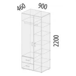 Детский шкаф для одежды Эверест 500.01 Дуб Кронберг/Белый шпон/Плаза Стоун