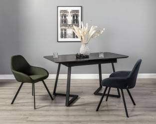 Стол Роналдо раздвиж. 120-160 Темный мрамор/Бабочка