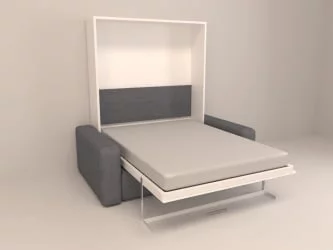 Кровать двуспальная из металла Смарт 1 с пуфом К 1600 Ясень шимо темный