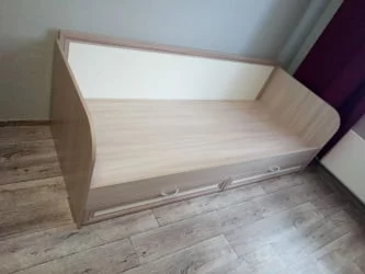 Кровать с ящиками Остин Модуль №23 Ясень шимо светлый/белый