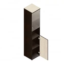 Шкаф для документов узкий с тонированными стеклами Р.П-4СТ Венге/дуб молочный