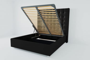 Мягкая интерьерная кровать "Венеция Люкс" с подъемным механизмом Материал фасада: Искусственная кожа; Спальное место: 2000х2000 мм; Цвет фасада: Кольт Ч; Цвет корпуса: Кольт Ч 