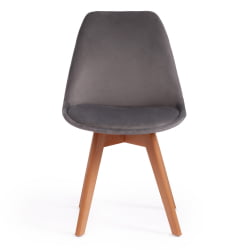 Стул TULIP SOFT (mod. 74) / 1 шт. в упаковке вельвет/дерево , 54 х 47 х 83 см , светло-серый (HLR19)/натуральный