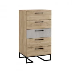 Комод Loft с 5 ящиками Дуб натур-Бетон