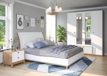 Кровать двуспальная 1600 Бари ЛД 698.140.000 Дуб Золотой Белый