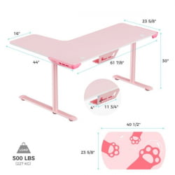 Стол письменный (для компьютера) угловой EUREKA ERK-L60R-PK-V2 (правый), розовый