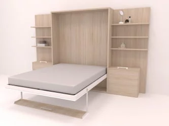 Кровать-трансформер Смарт 1 откидная с полками К 1400 Белая шагрень