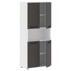 Шкаф с двумя комплектами глухих малых дверей EDIS EHCS 85.4 Мокко Черный Белый