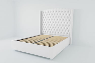 Мягкая интерьерная кровать "Берлин Люкс" с ортопедическими латами (металл) Материал фасада: Искусственная кожа; Спальное место: 2000х2000 мм; Цвет фасада: Белый; Цвет корпуса: Белый 