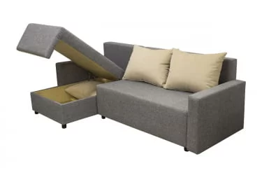 Угловой диван Sherry (3 категория) с механизмом подъема оттоманки Визит 118-Нео Латте