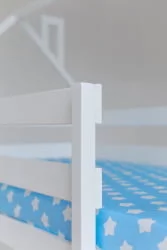 Кровать-чердак двухъярусный белый с ящиками Звёзды