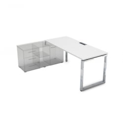 Стол рабочий, прямолинейный три опоры, левый GLOSS LINE НСТЛ-О.989 Белый Премиум