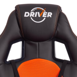 Кресло DRIVER (22) кож/зам/ткань, черный/оранжевый, 36-6/TW-07