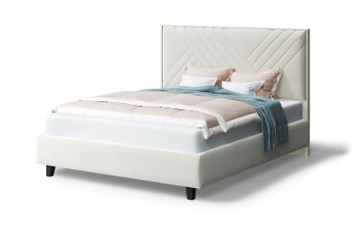 Кровать МИРА 2000*1200мм (на опорах), велюр Бренди лайт 02 (серо-белый), (б/основания, б/матраса)