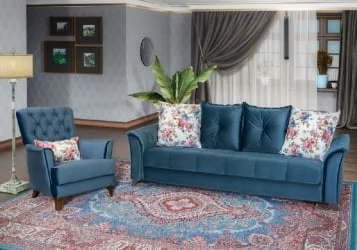 Диван-кровать Ирис ТД 964 Синий Фибра Менуэт