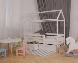 Кровать-домик RooRoom кд-33Р с ящиками Розовый