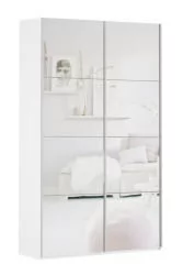 Белый шкаф-купе с зеркалом Прайм 1400 Зеркало/Зеркало Белый снег