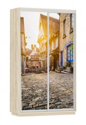 Шкаф-купе со стеклом Экспресс Дуо 1200х2400h Улица/Дуб сонома