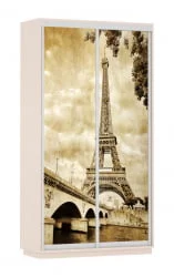 Шкаф-купе с фотопечатью Экспресс Дуо 1200х2400h Париж/Дуб молочный