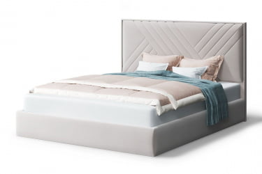 Кровать МИРА 2000*1200мм (без опор), велюр NEO 02 (бежевый), (б/основания, б/матраса)