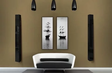 Дизайнерский шкаф в черном глянцевом стекле Иглу Шелф Беленый дуб