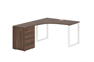 Стол эргономичный с тумбой левый EDIS EQCET 1318 L Дуб Денвер темный Белый