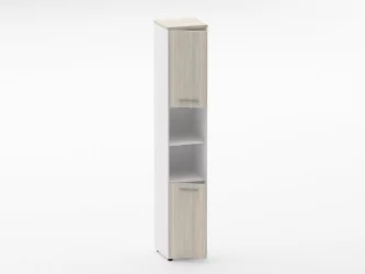 Шкаф 5 узкий закрытый с 2 -мя открытыми полками Deka 10.23.12Л Дуб Сантана светлый/Белый