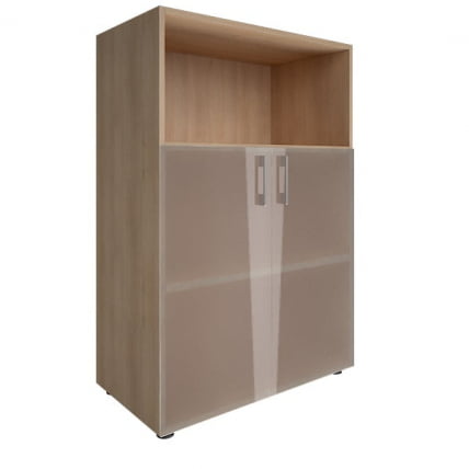 Шкаф книжный средний со стеклом без топа YALTA LT-ST 2.2 Снежная Платина_0