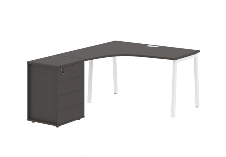 Стол эргономичный с тумбой (левый) EDIS ELCET 1318 L Мокко Белый_0