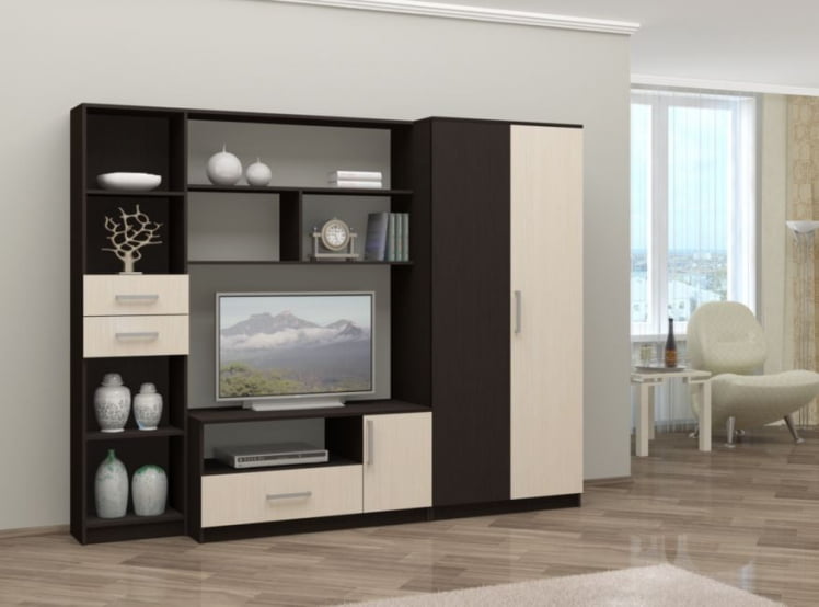 Стенка Мечта Дуб беленый / Дуб венге_0