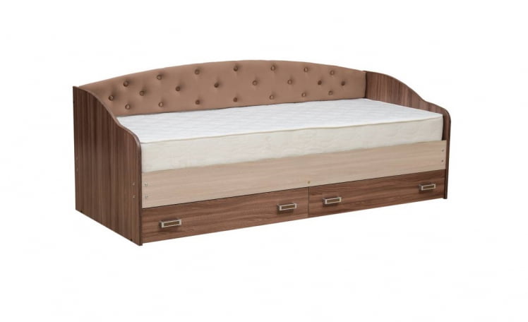 Кровать с мягким элементом Софа №8 800*2000 Ясень Шимо темный/Ясень Шимо светлый/Велюр 019_0