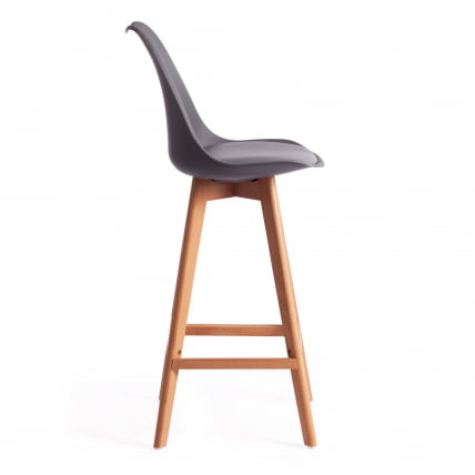 Стул барный TULIP BAR (mod. C1014H) пластик/дерево, 57 х 48 х 104 см, серый 024 /натуральный_1
