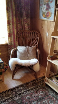 Стул Geneva ( GN-SC ) / 1 шт. в упаковке дерево гевея, 46х52х96см, Tobacco, ткань золотистые цветы (SK-GF)_4