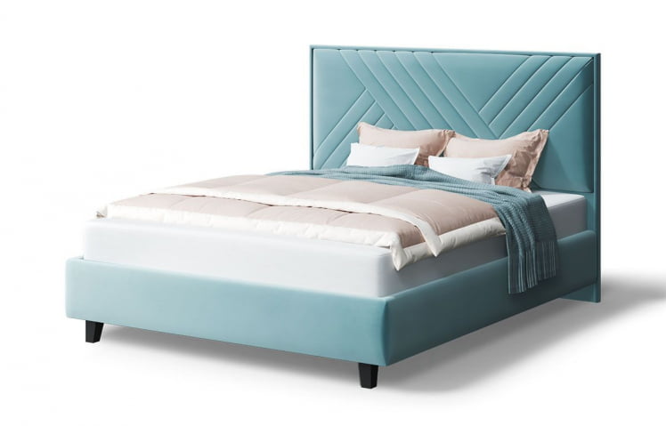 Кровать МИРА 2000*1200мм (на опорах), велюр NEO 22 (бирюзовый), (б/основания, б/матраса)_0
