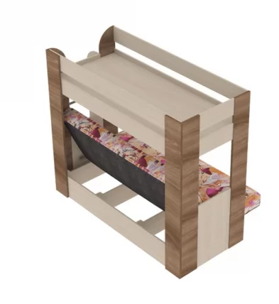 Двухъярусная кровать с диваном Карамель 75 Ясень шимо темный Ясень шимо светлый_3