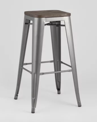 Стул барный TOLIX WOOD Серебристый_1