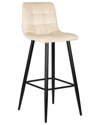 Стул барный ДОБРИН НИCОЛЕ (черные матовые ножки, кремовый велюр (108-113)) 2 шт / DOBRIN NICOLE_1