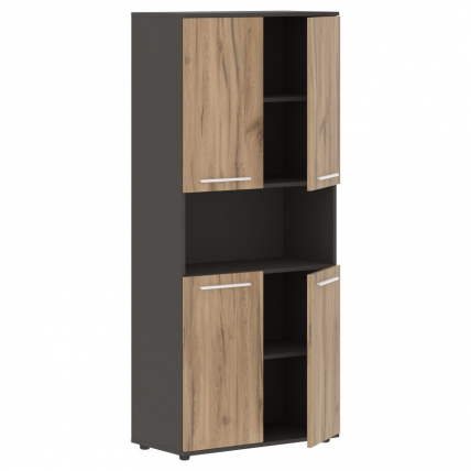 Шкаф с двумя комплектами глухих малых дверей EDIS EHCS 85.4 Дуб Денвер светлый Белый Мокко_1