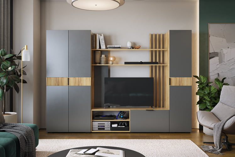 Гостиная ГК02Бери дуб крафт золотой/графит_0