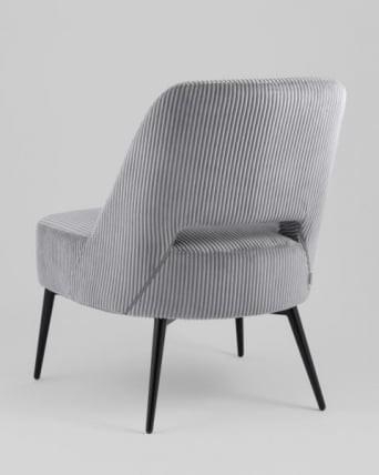 Кресло лаунж Бостон велюр рельефный светло-серый_3