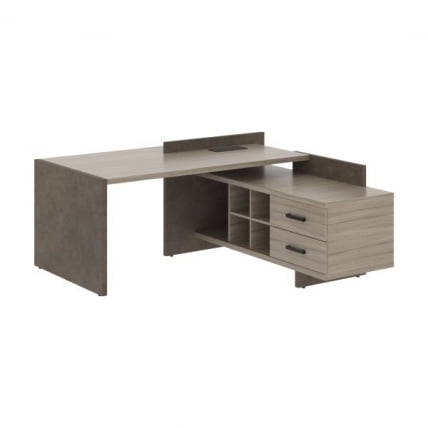 Стол руководителя левый WOOD&STONE СФ-531221 Дрифтвуд Бетон Чикаго темный_1