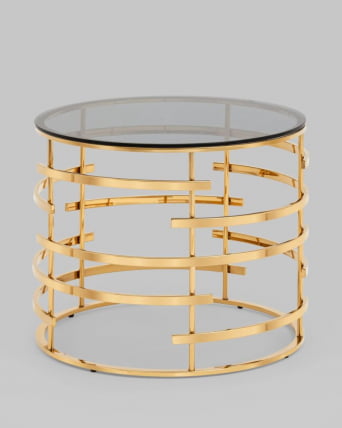 Журнальный столик Инфлюэнс 60*60 стекло smoke сталь Золото_5