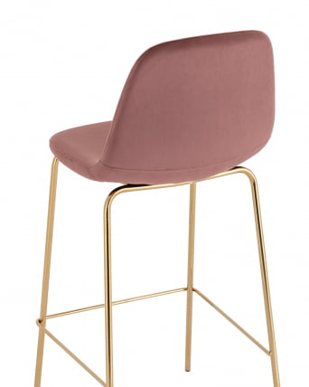 Стул барный Валенсия SN золотые ножки велюр Пыльно-розовый_5